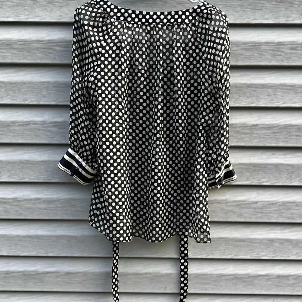 Milly | Black White Polka Dot Silk Blouse size 6
